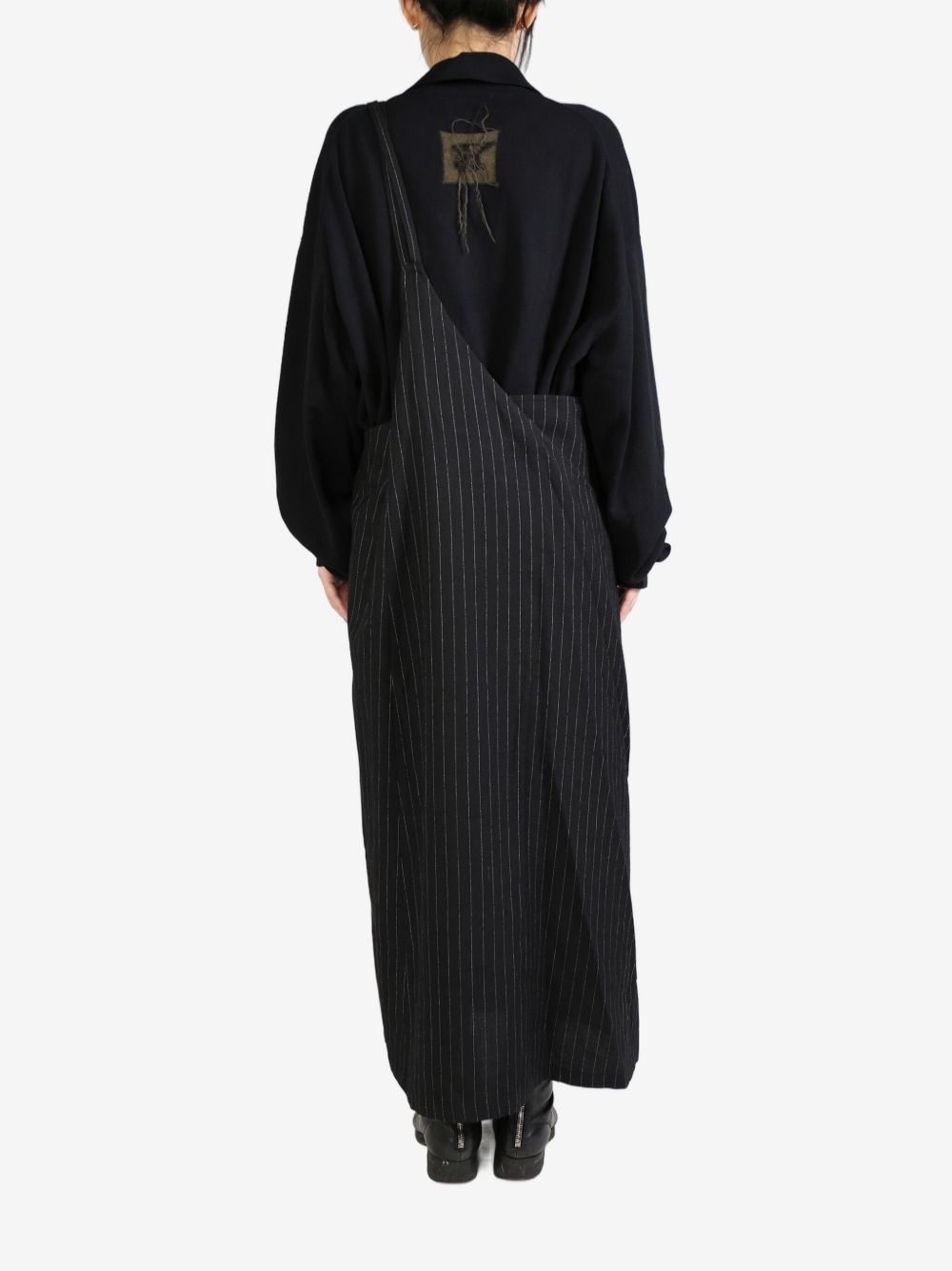 Y's pinstripe asymmetric dress Zwart