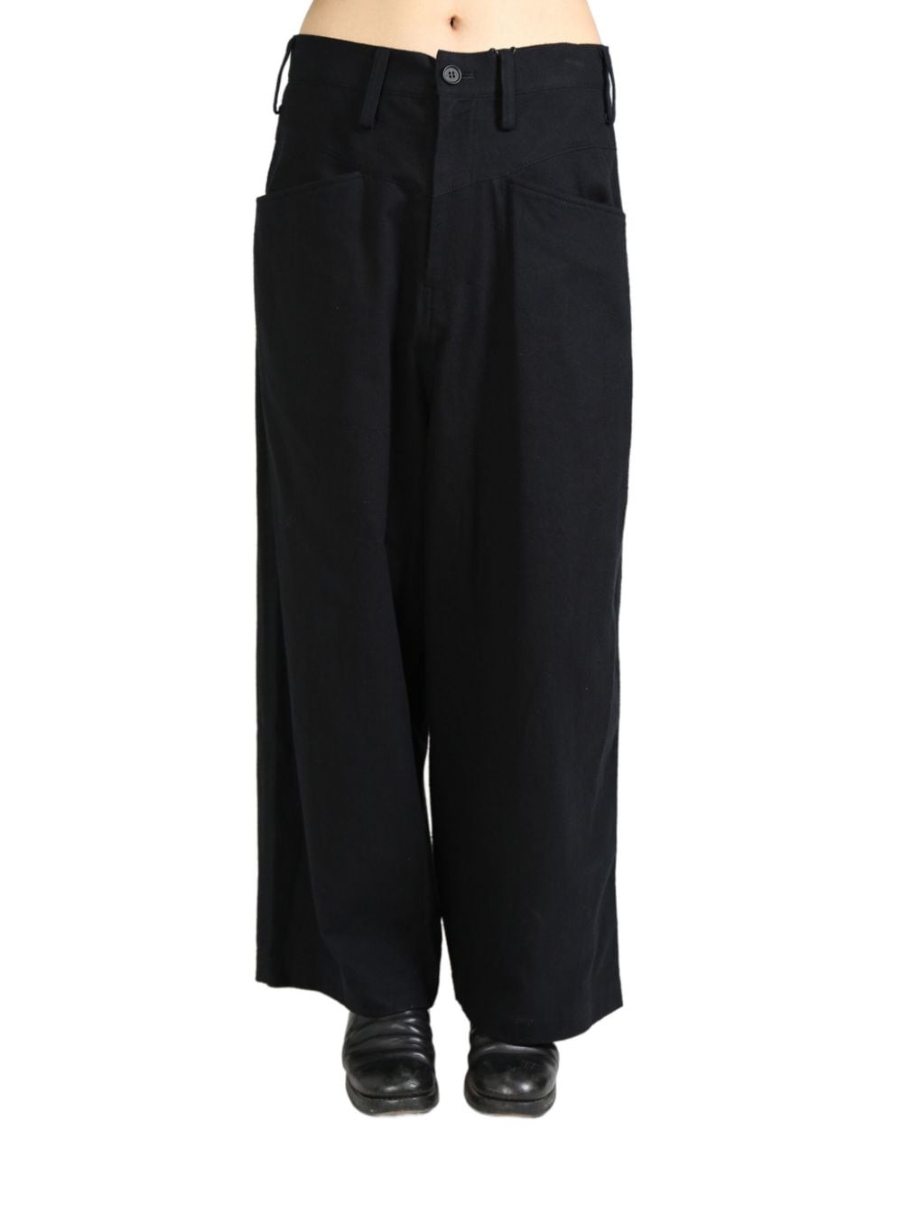 Shop Yohji Yamamoto Cotton Straight-leg Trousers In Black