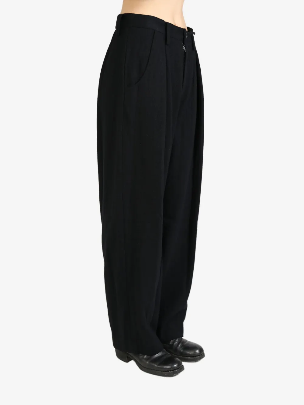Y's single-pleat wool-blend trousers - Zwart