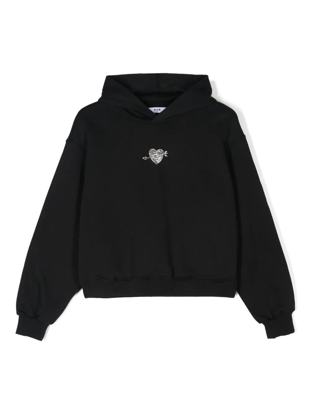 MSGM Kids Katoenen hoodie verfraaid met kristallen Zwart