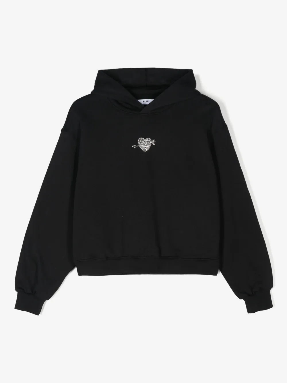 MSGM Kids crystal embellished cotton hoodie | Black | Image 1