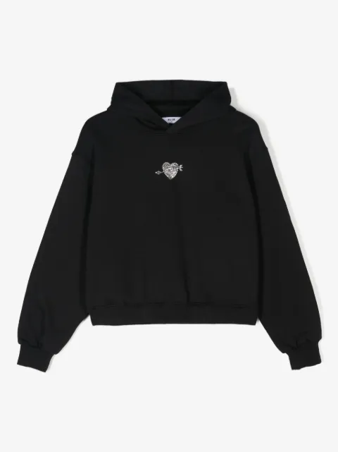 MSGM Kids crystal embellished cotton hoodie