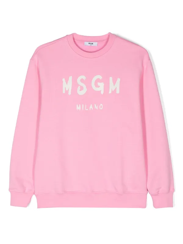 MSGM Kids logo print Cotton Sweatshirt Pink FARFETCH AZ