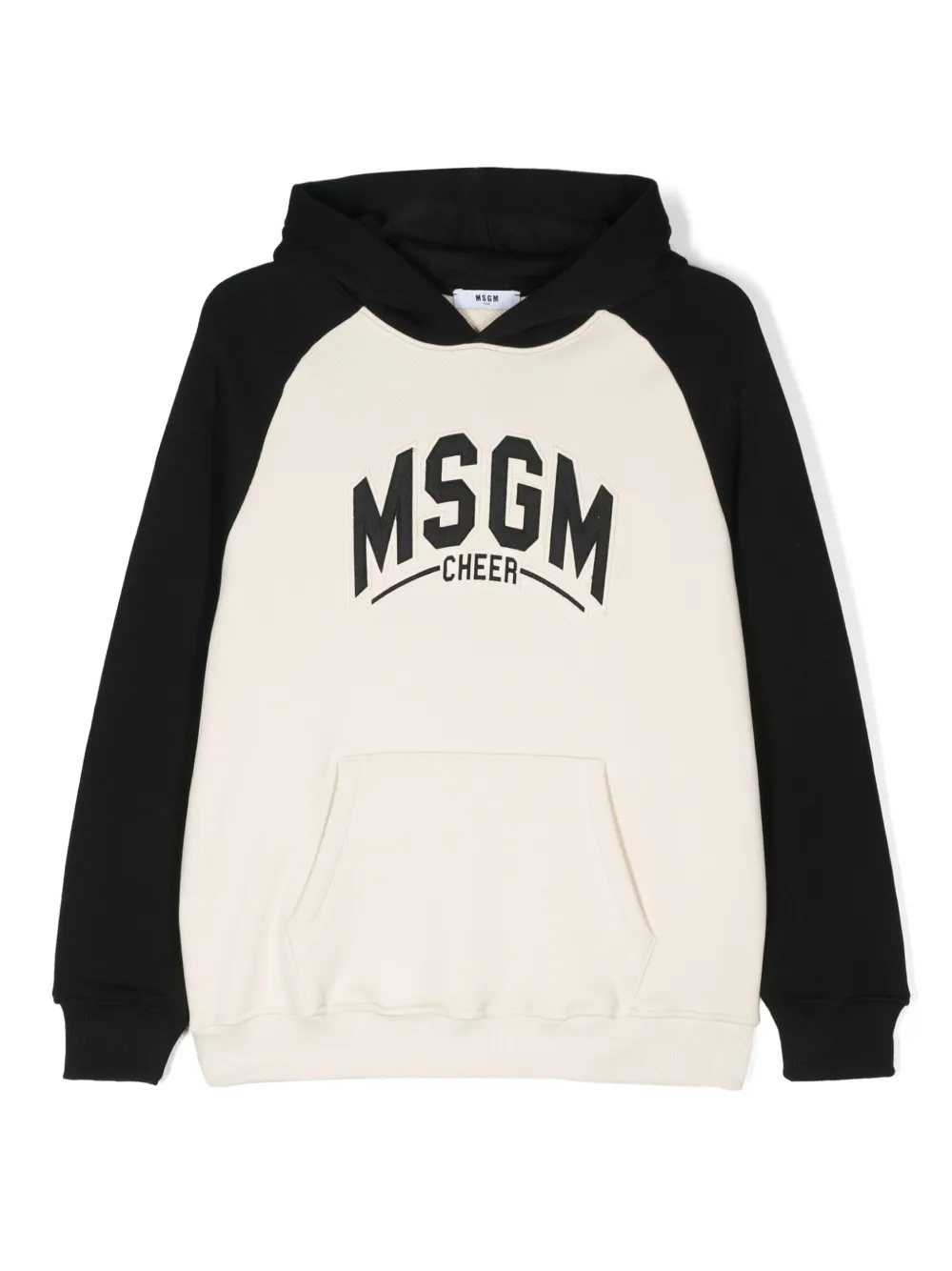 MSGM Kids logo-appliqué cotton hoodie | Neutrals | Image 1