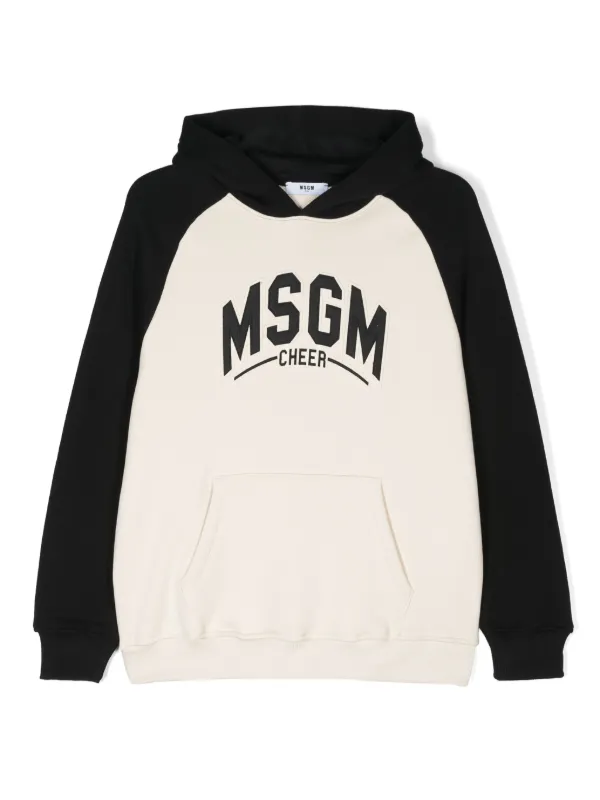 MSGM Kids logo applique Cotton Hoodie Neutrals FARFETCH AZ
