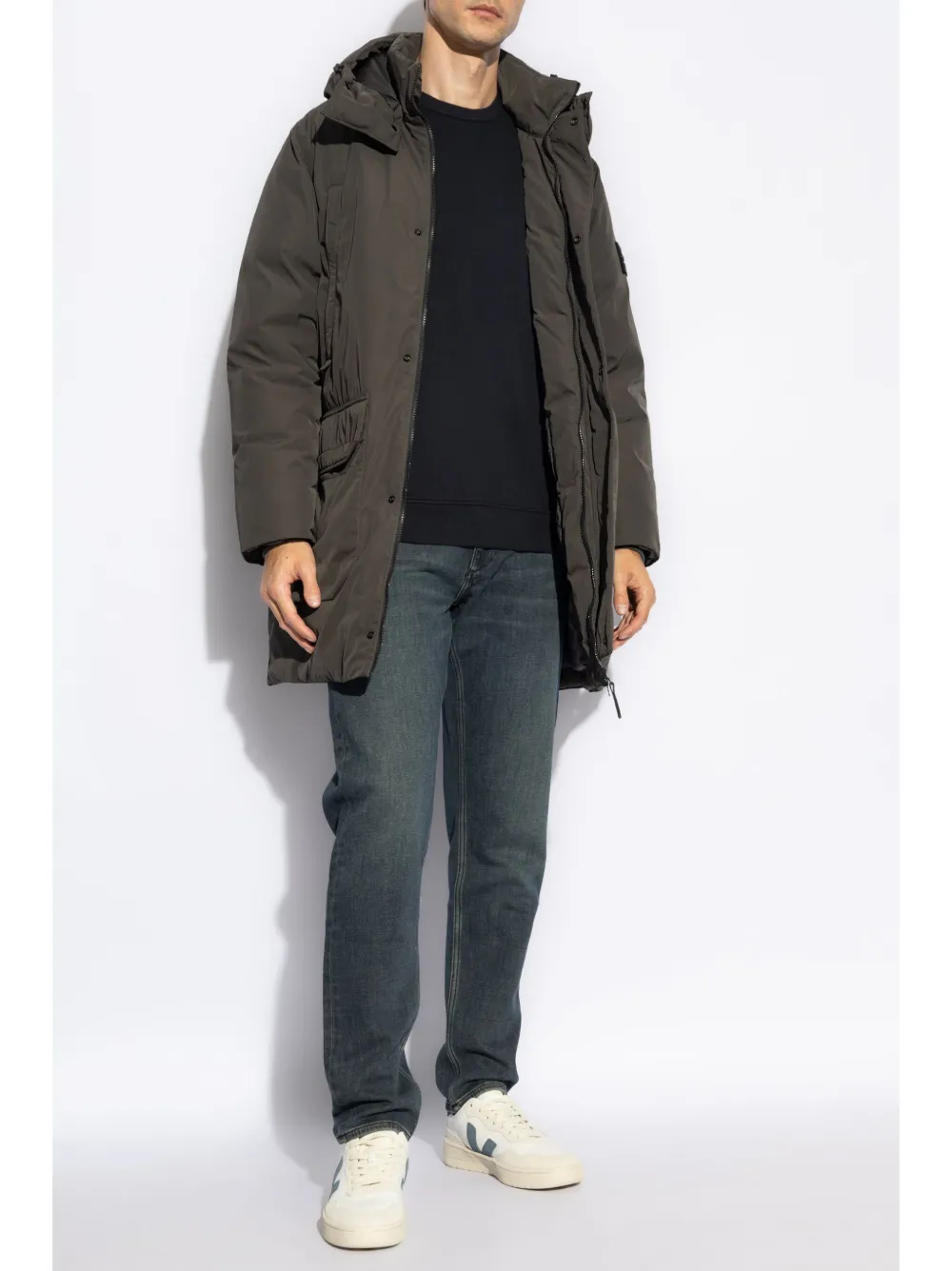 Stone Island compass-badge hooded jacket - Grijs