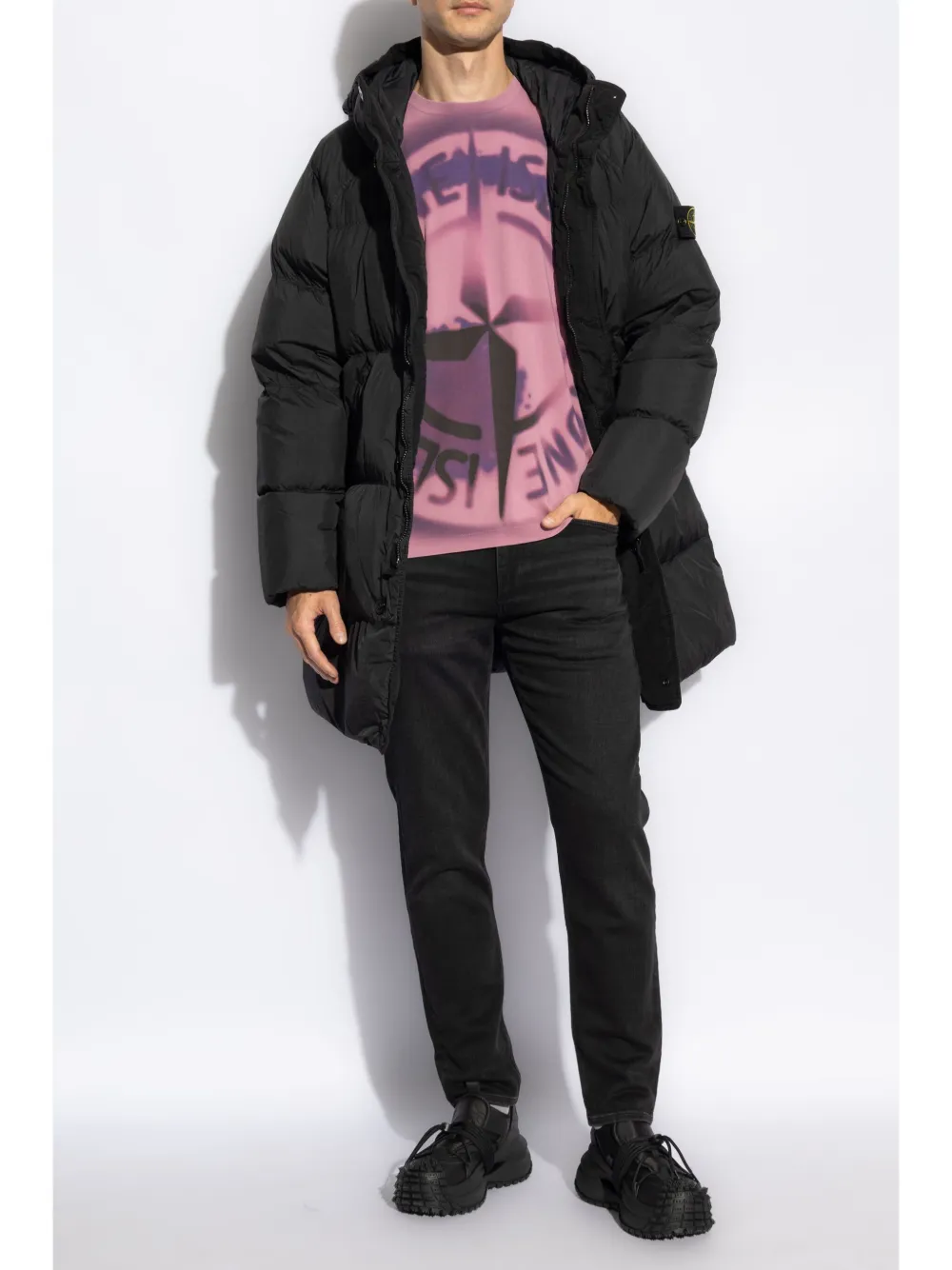 Stone Island logo-print cotton T-shirt - Roze
