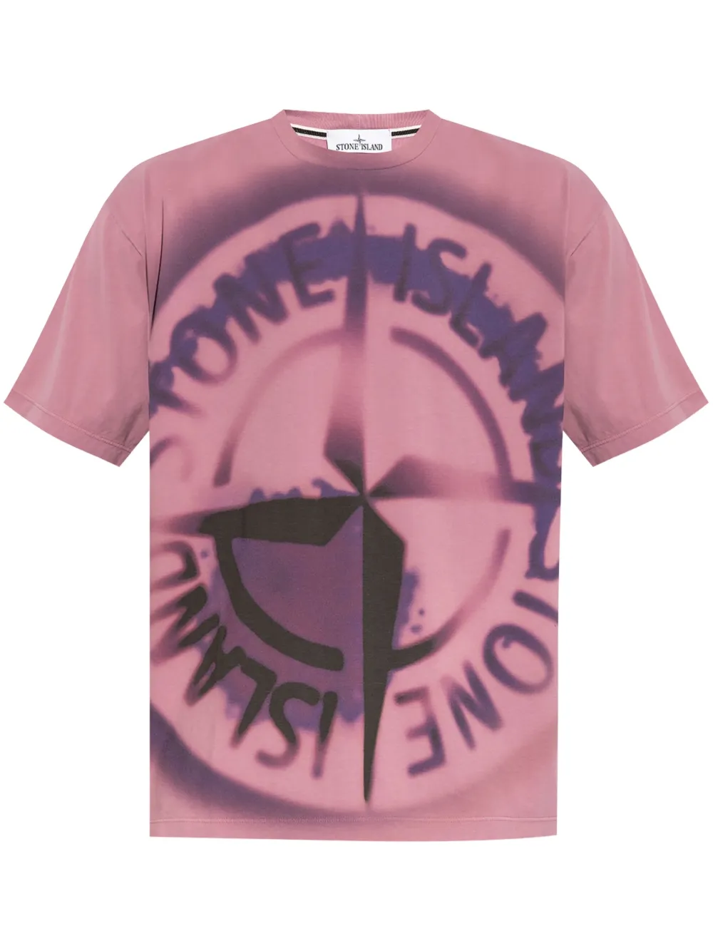 Stone Island logo print Cotton T shirt Pink FARFETCH PT