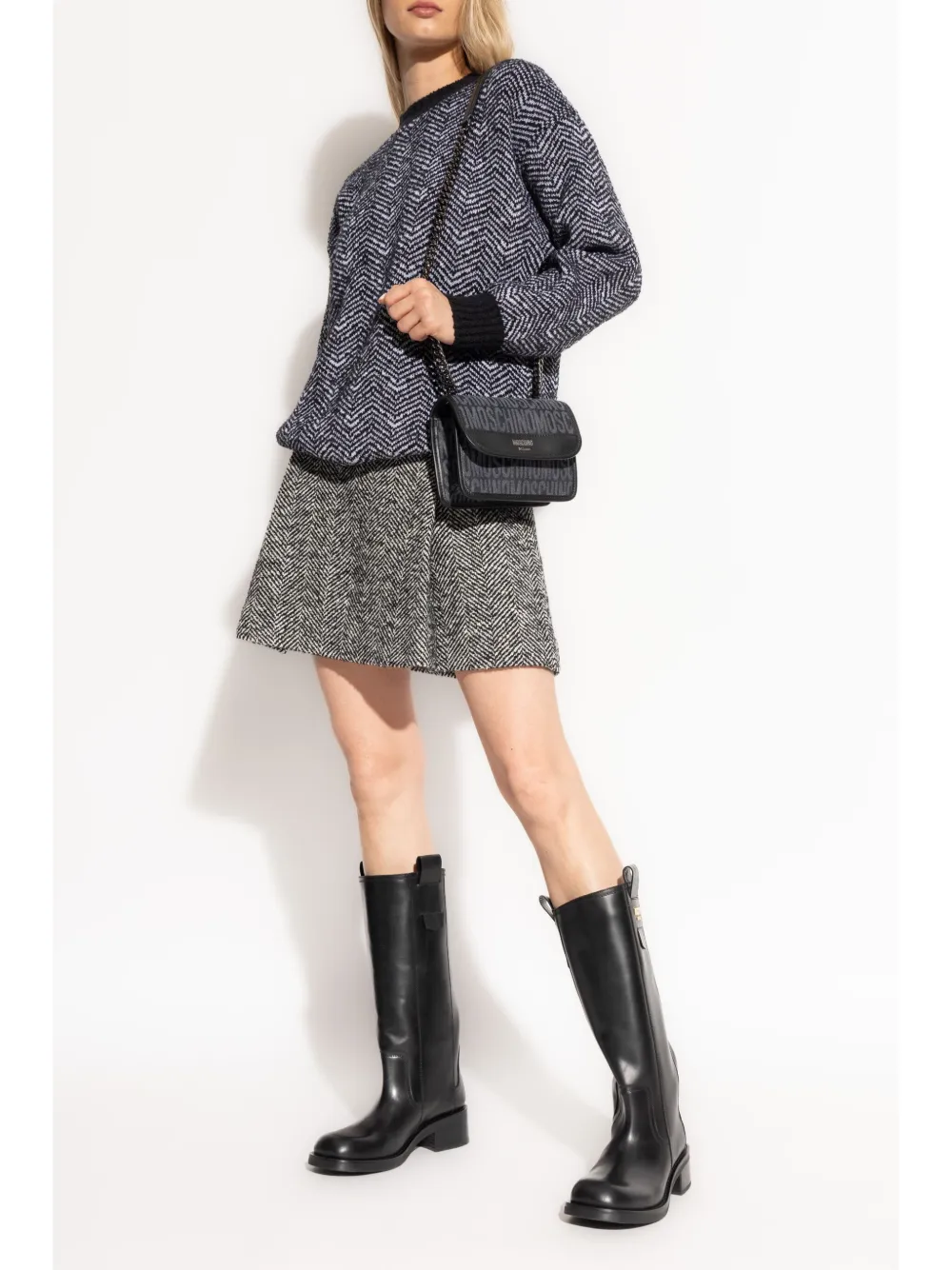 Moschino Rok met visgraatpatroon - Zwart