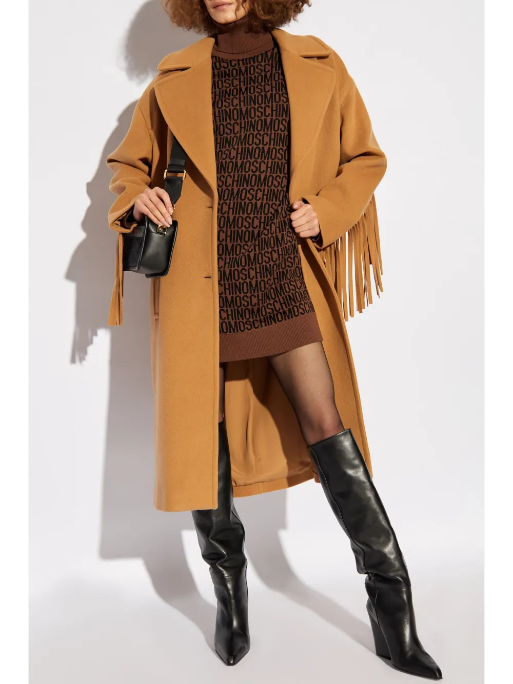 Moschino Jurk met intarsia logo - Bruin