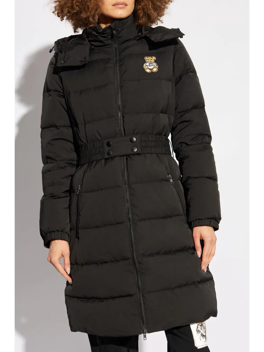 Moschino Manteau a Patch Logo Noir FARFETCH FR