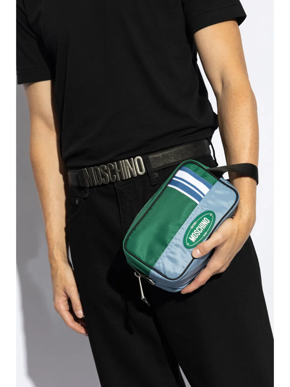 Moschino Logo-patch clutch - Groen