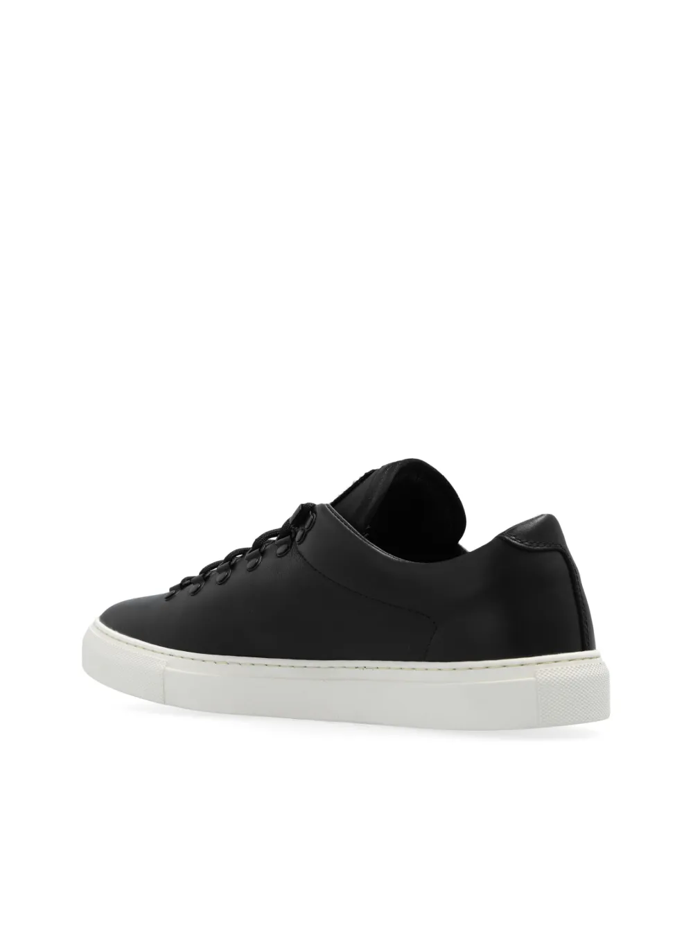 Plain black leather sneakers deals