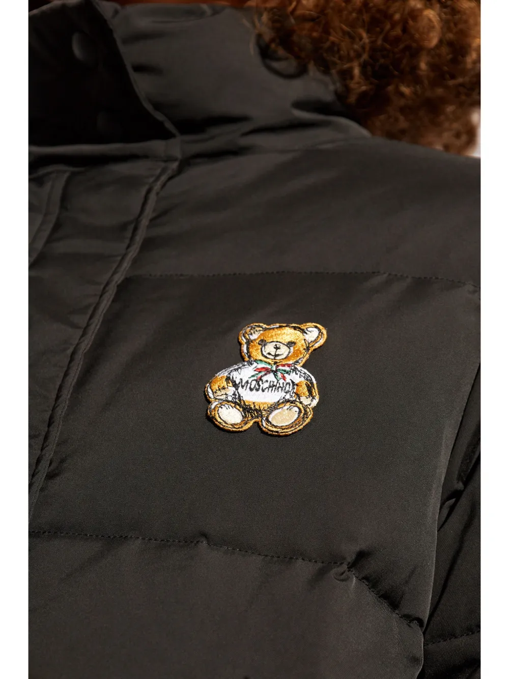 Moschino Bear-patch puffer jacket - Zwart