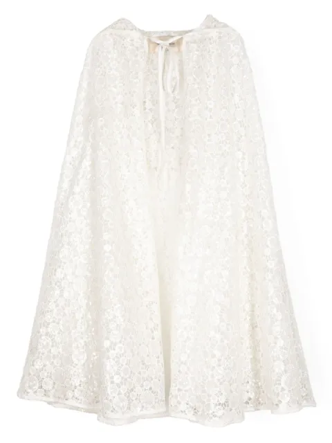Shatha Essa Kids midi-length lace hooded cape