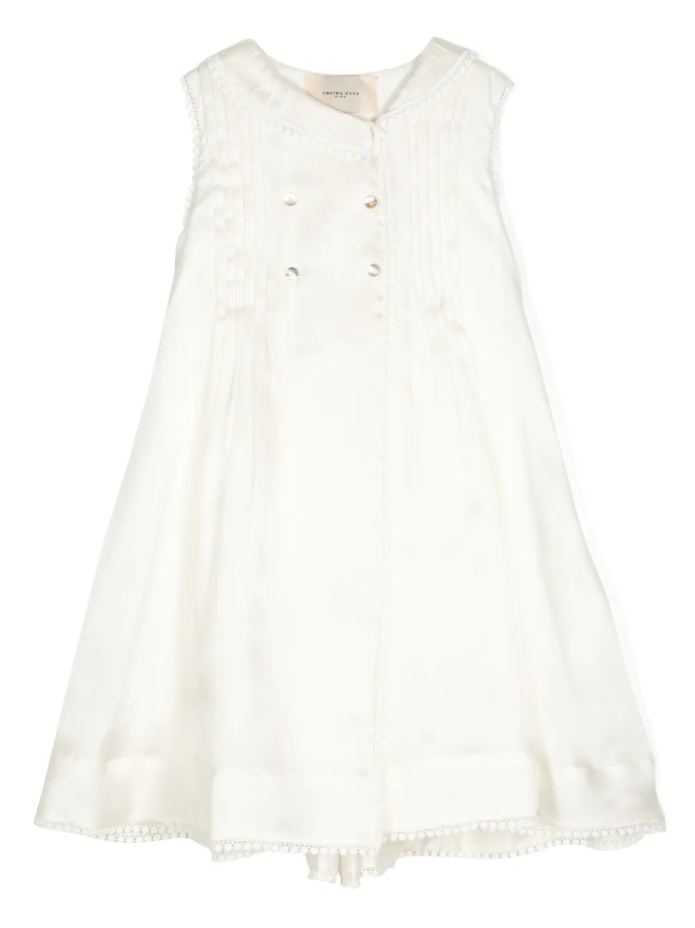 Shatha Essa Kids A-lijn jurk met gesmockt detail Wit