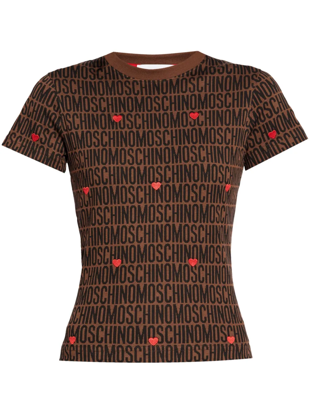 Moschino T-shirt met logoprint Bruin