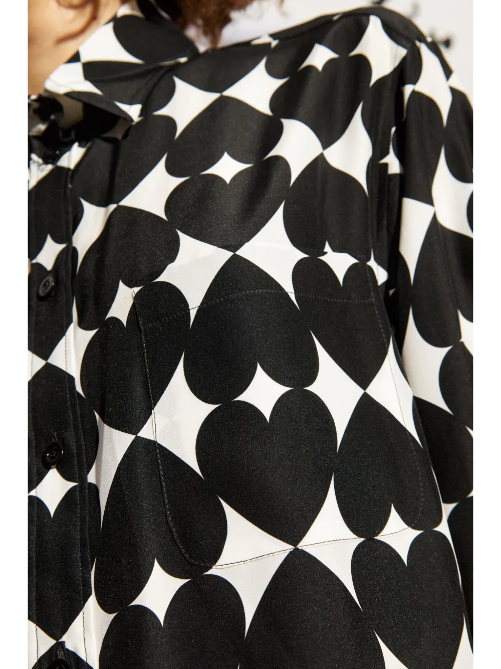 Moschino Blouse met all-over hartprint Zwart