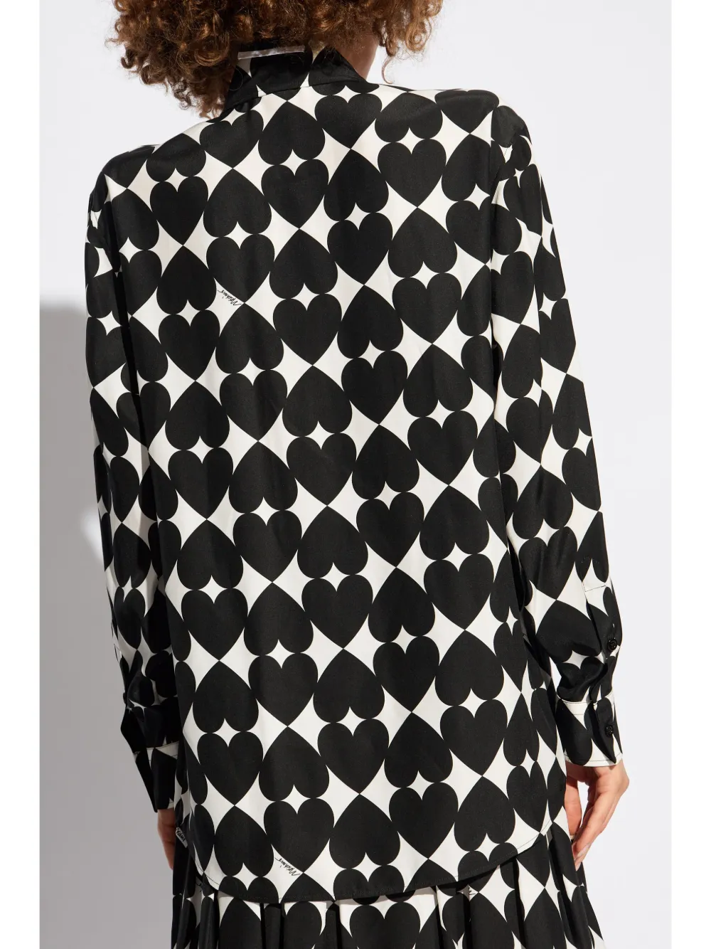 Moschino Blouse met all-over hartprint Zwart