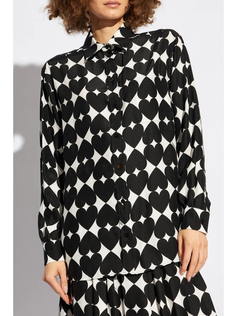 Moschino Blouse met all-over hartprint Zwart