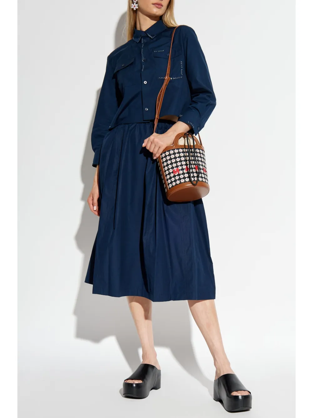 Marni logo-embroidered shirt - Blauw