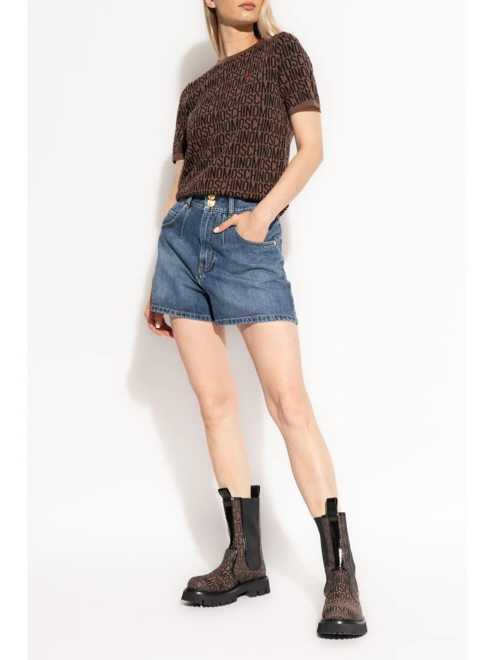 Moschino intarsia-knit logo top - Bruin