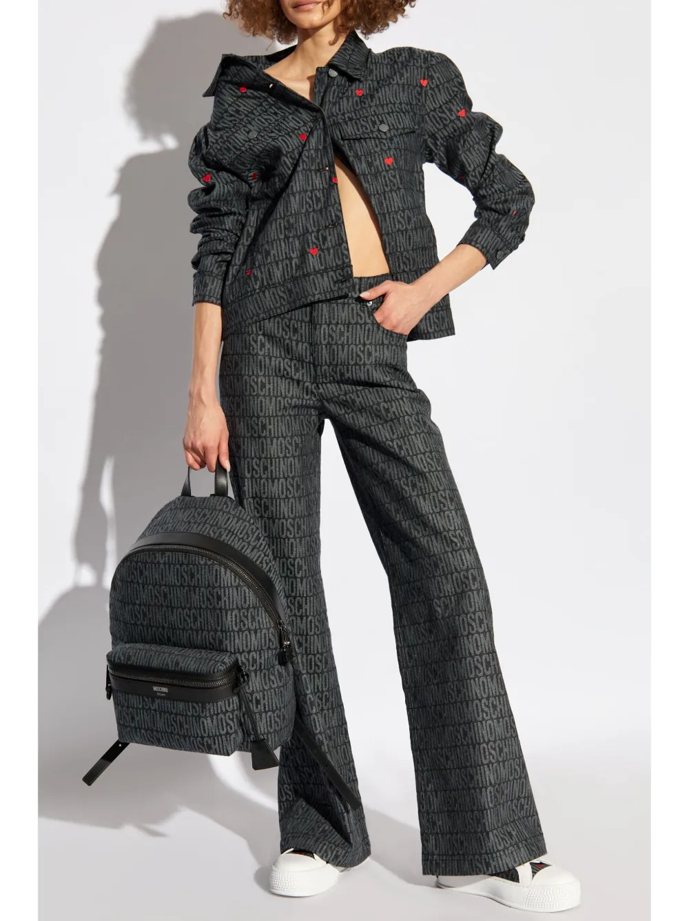 Moschino Broek met monogram jacquard - Zwart