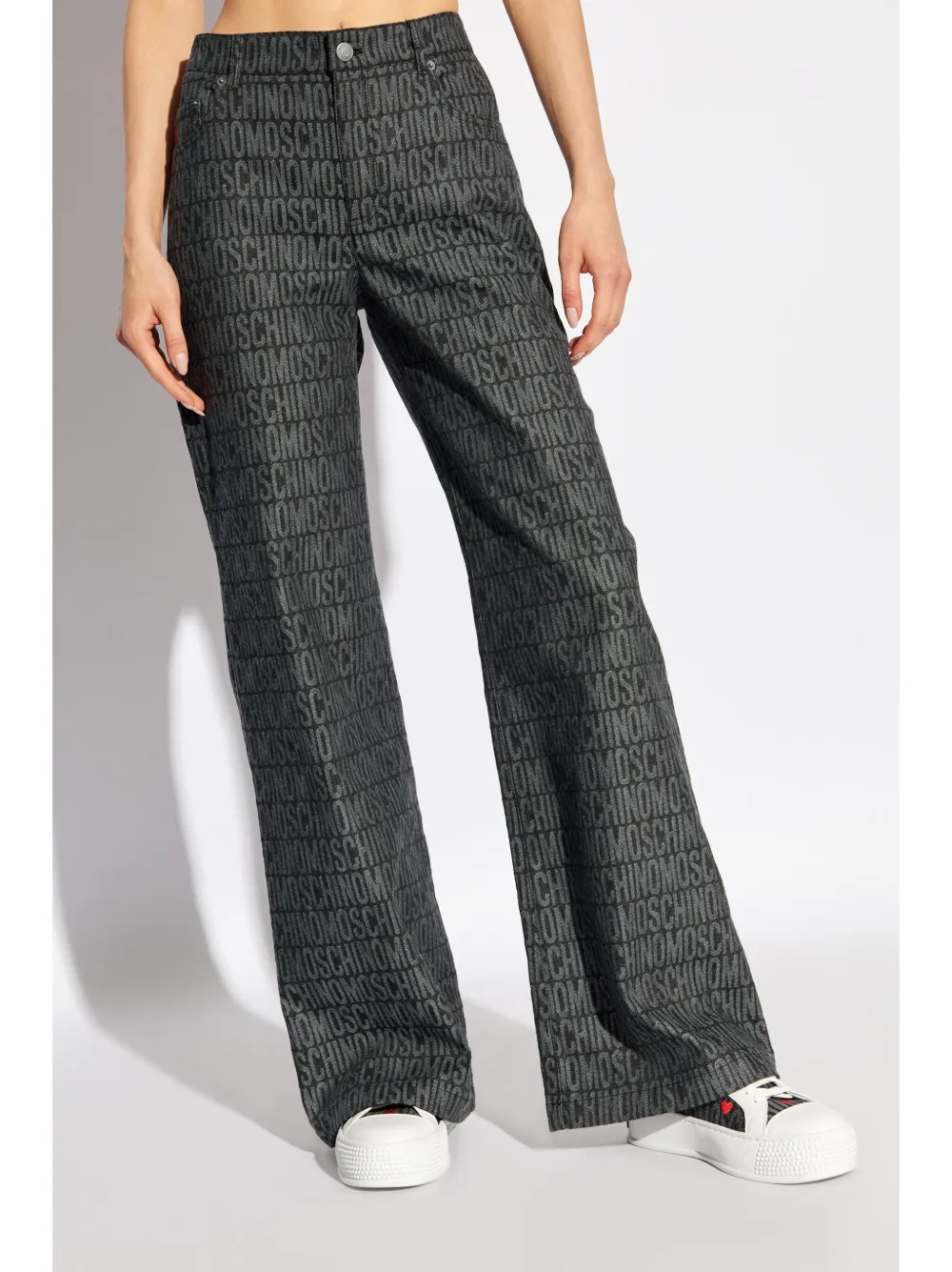 Moschino Broek met monogram jacquard Zwart