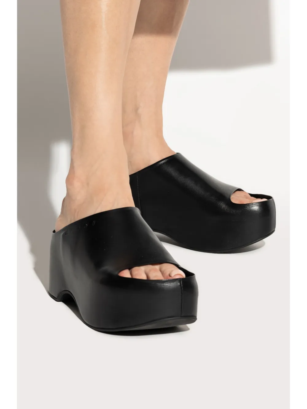 Marni 75 mm leren sandalen met sleehak Zwart
