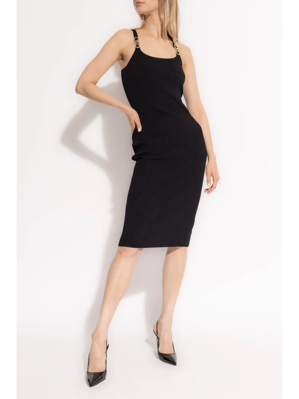 michaelmichaelkors Michael Michael Kors Ribgebreide midi-jurk - Zwart