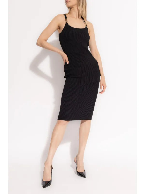 Michael Michael Kors Ribbed stretch knit Midi Dress Black FARFETCH UK
