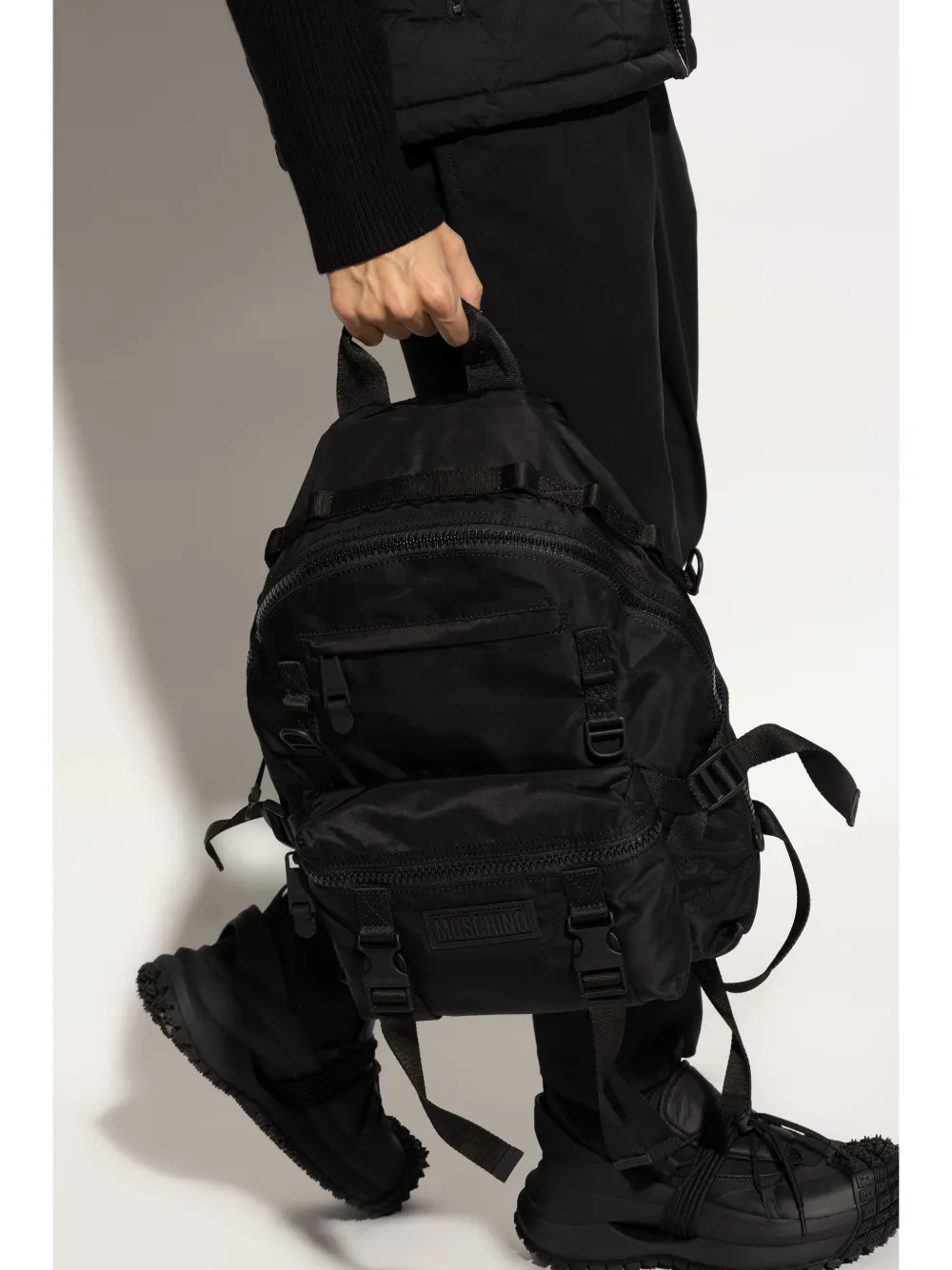 Moschino logo-patch backpack - Zwart