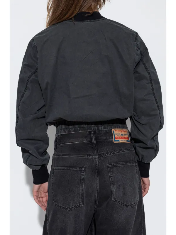 DIESEL>>ディーゼル G-Rail-P1 クロップド ボンバー ジャケット Diesel G-RAIL-P1 Bomber Jacket | Black | FARFETCH JO