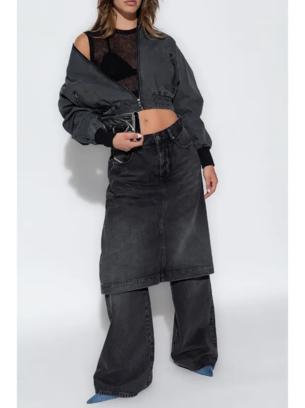 DIESEL>>ディーゼル G-Rail-P1 クロップド ボンバー ジャケット Diesel G-RAIL-P1 Bomber Jacket | Black | FARFETCH JO