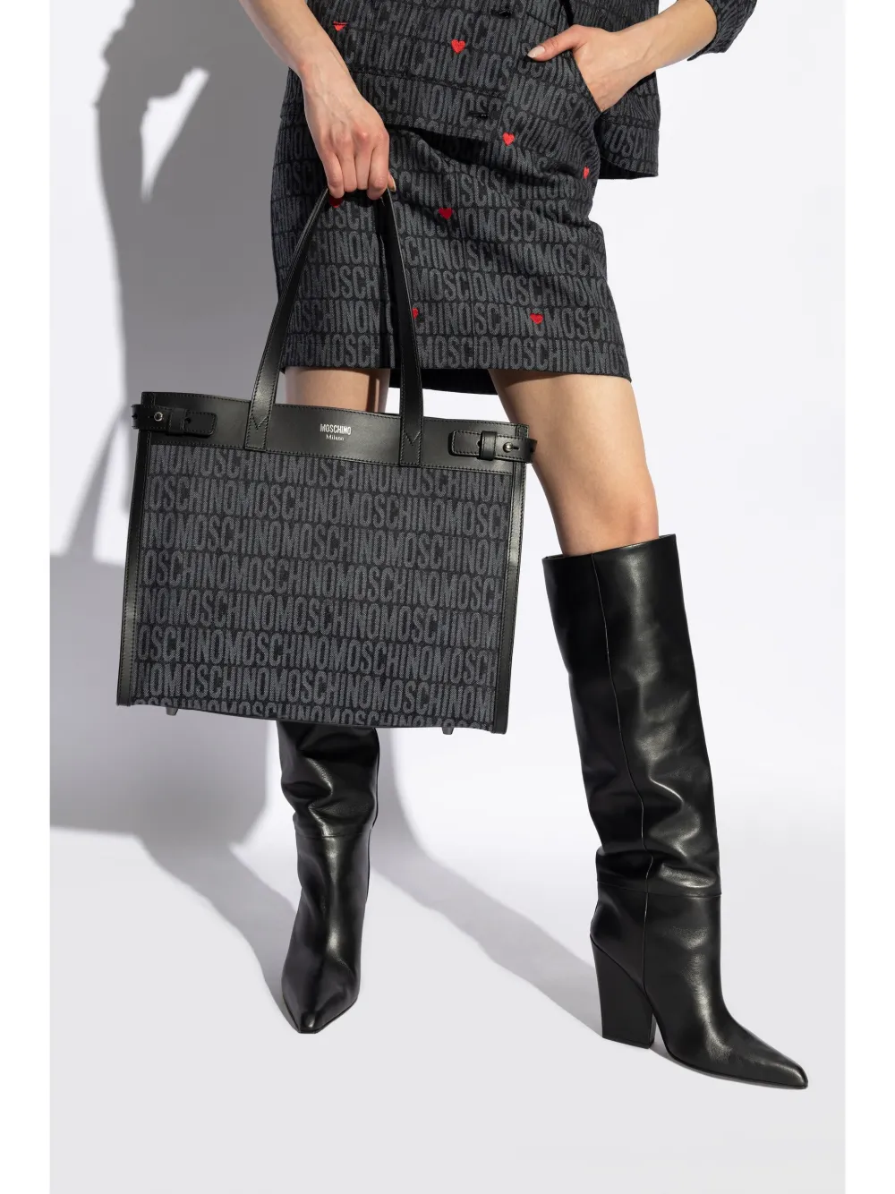 Moschino Jacquard-logo tote bag - Blauw