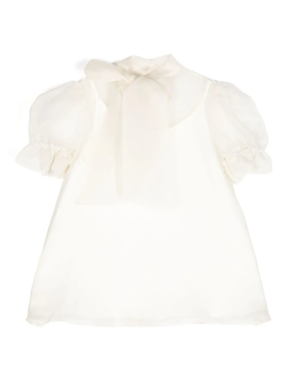 SHATHA ESSA PUFFED-SLEEVE BOW DETAIL TOP 