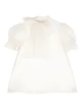 Shatha Essa Kids puffed-sleeve bow detail top - White
