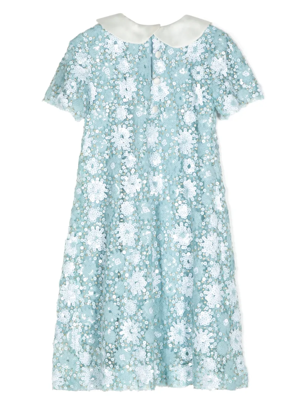 SHATHA ESSA SEQUIN-EMBELLISHED PETER PAN COLLAR DRESS 