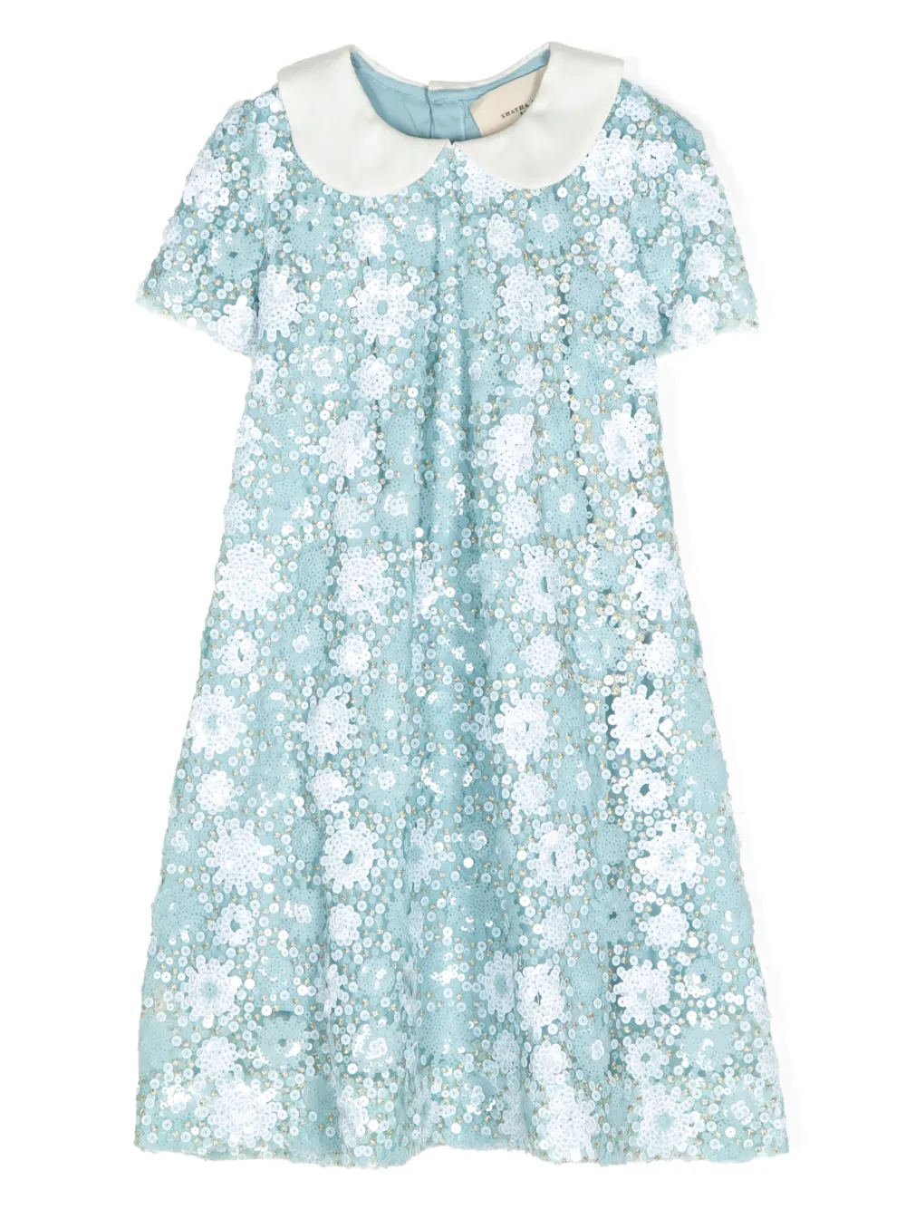 SHATHA ESSA SEQUIN-EMBELLISHED PETER PAN COLLAR DRESS 