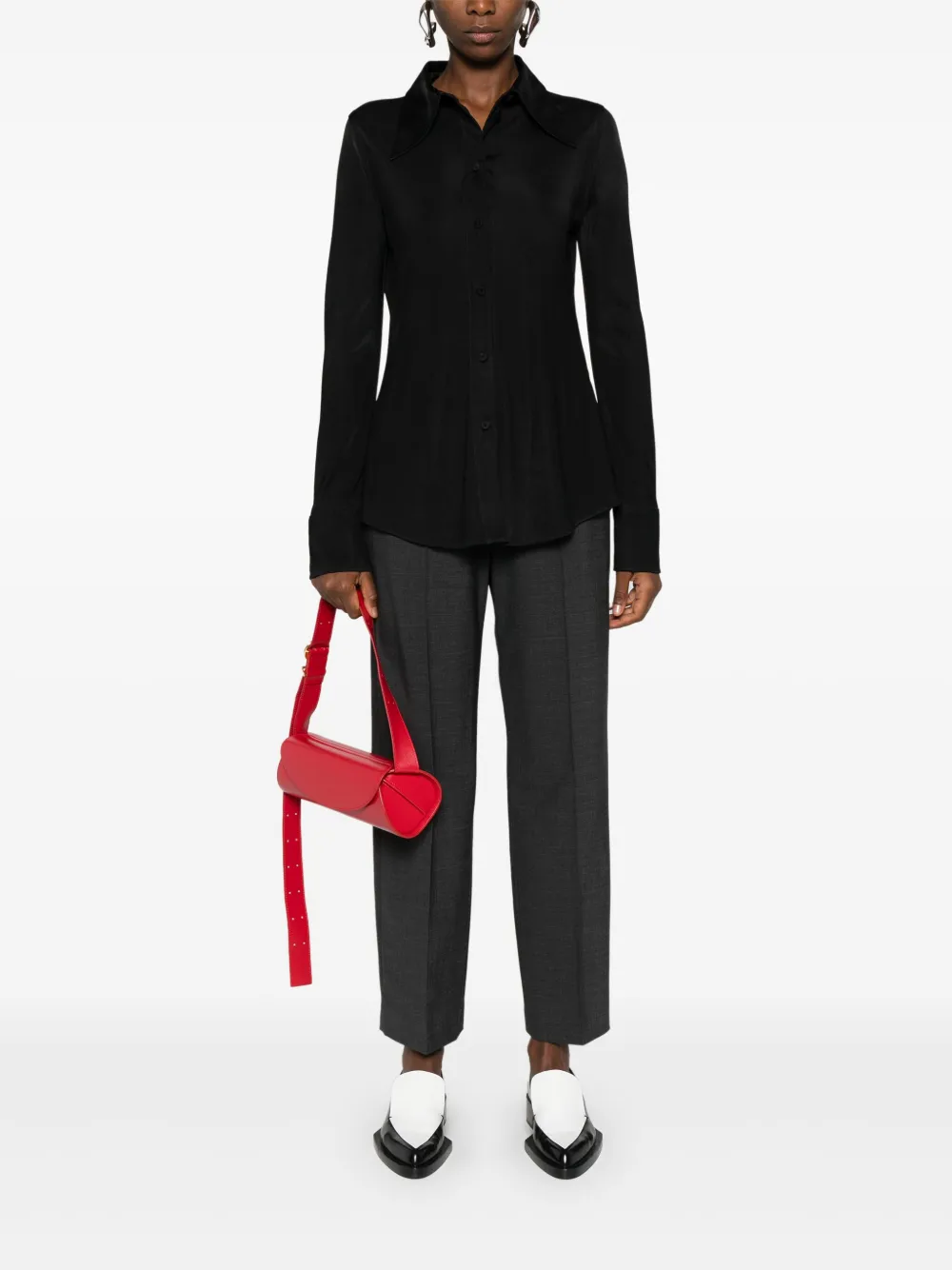 Jil Sander oversized collar shirt - Zwart
