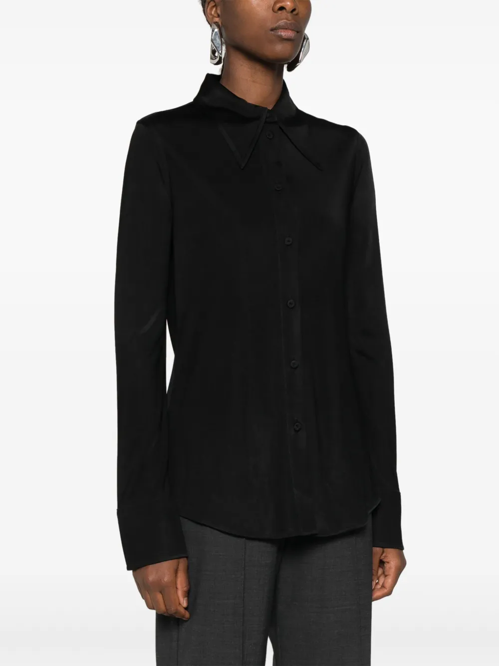 Jil Sander Blouse met oversized kraag Zwart
