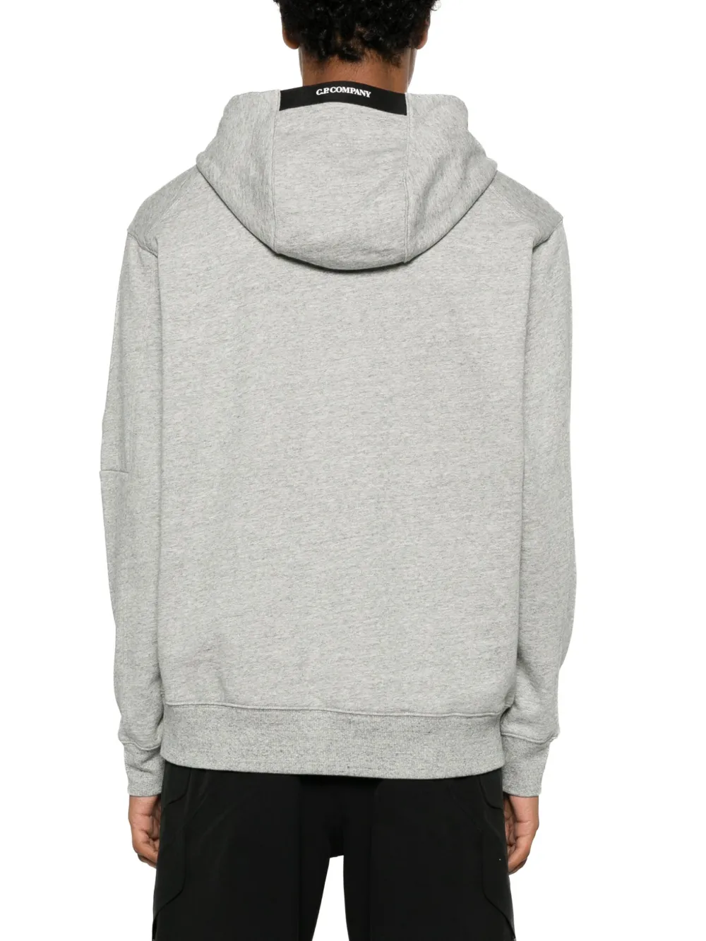 C.p. Company Diagonal Raised Fleece Lens Hooded Sweatshirt In Grey
