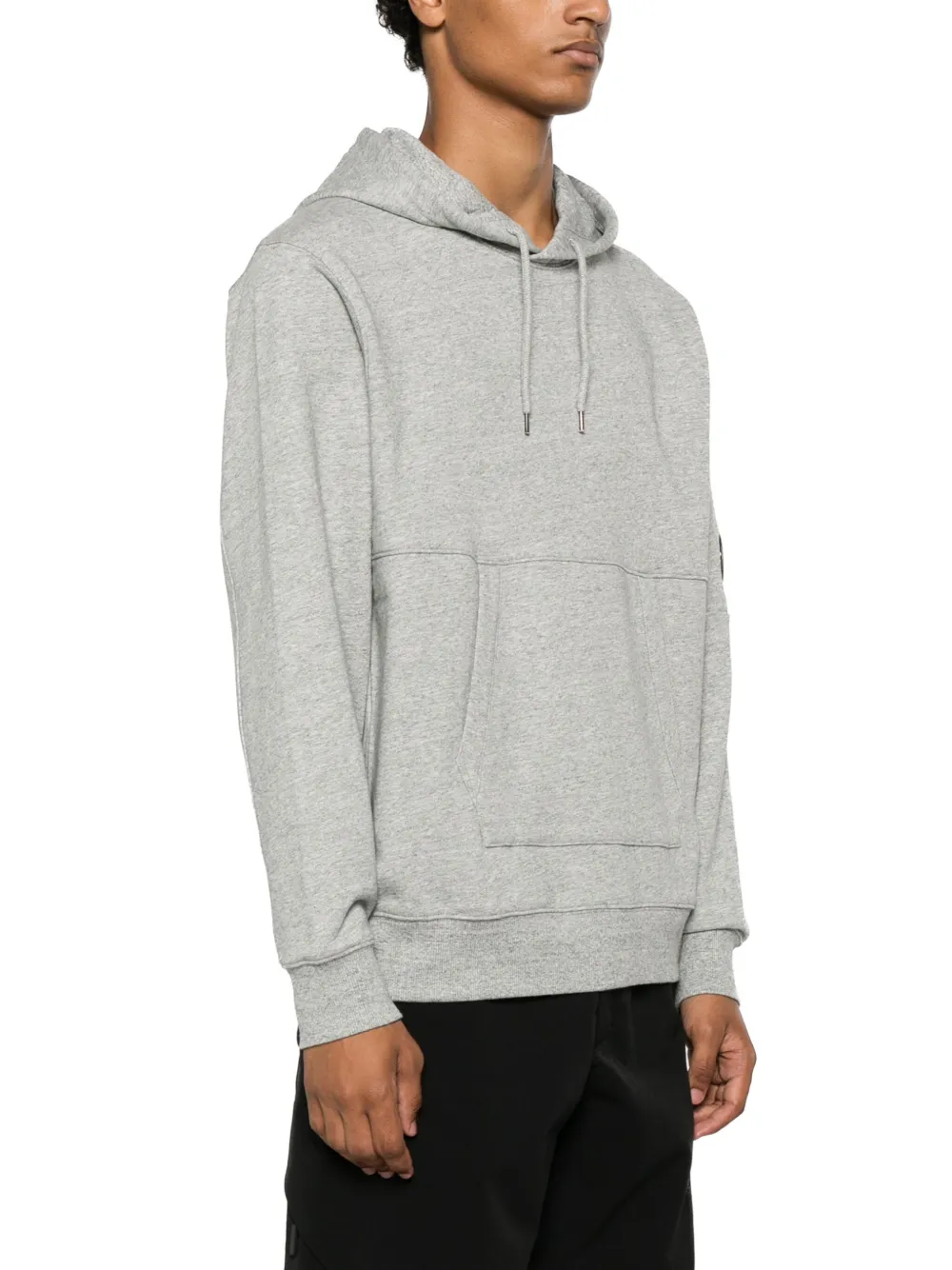 C.p. Company Diagonal Raised Fleece Lens Hooded Sweatshirt In Grey