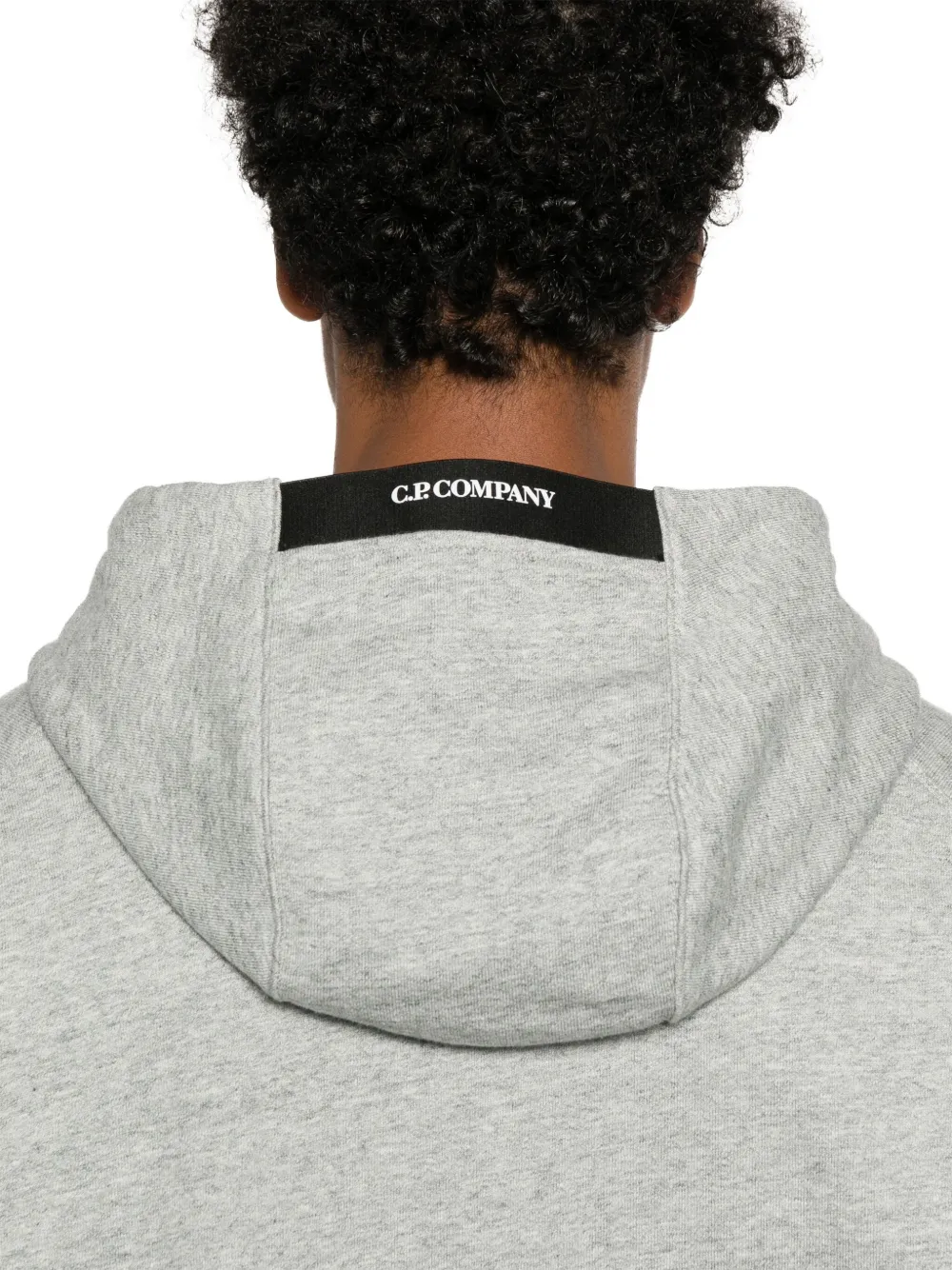 C.p. Company Diagonal Raised Fleece Lens Hooded Sweatshirt In Grey