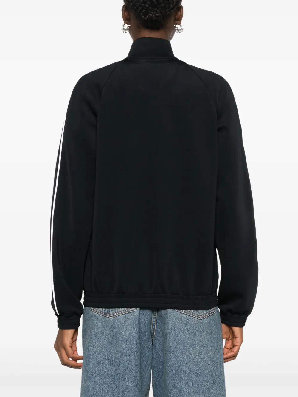 Moncler Piped-trim Zip-up Jersey Jacket In Black