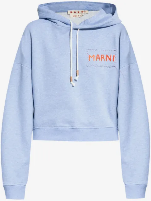 Marni logo-appliqué cotton hoodie