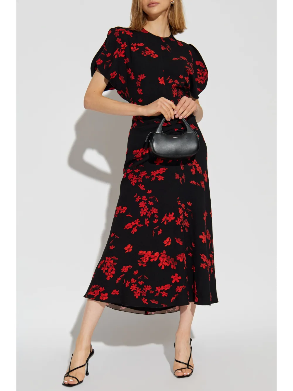 Victoria Beckham floral midi dress - Zwart