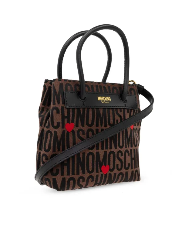 Moschino logo jacquard Tote Bag Brown FARFETCH IL