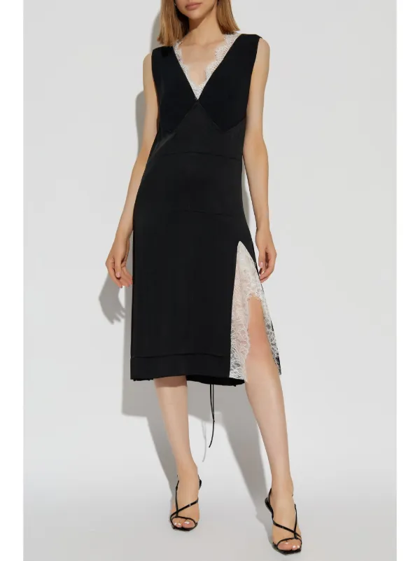【Victoria Beckham】ブラック◆半袖◆Vネック ミディアムドレス Victoria Beckham v-neck Dress | Black | FARFETCH UK
