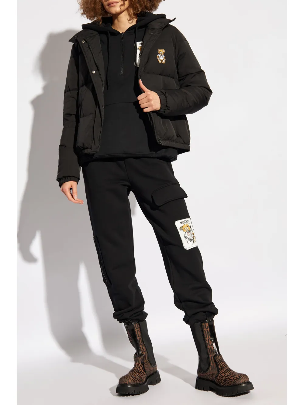 Moschino Hoodie met logopatch - Zwart